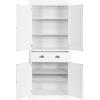 imageVINGLI 72Inch White Storage Cabinets with Drawers Freestanding Pantry Cabinets with Doors and Shelves Adjustable Wood Farmhouse Kitchen Pantry Cupboard