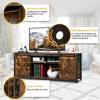 imageVINGLI Farmhouse Sliding Barn Doors TV Stand for TVs up to 65quot Rustic Entertainment Center Media Console Table Cabinet wAdjustable Shelves and Ample Storage SpaceRustic Brown