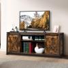 imageVINGLI Farmhouse Sliding Barn Doors TV Stand for TVs up to 65quot Rustic Entertainment Center Media Console Table Cabinet wAdjustable Shelves and Ample Storage SpaceRustic Brown
