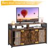 imageVINGLI Farmhouse TV Stand with Sliding Barn Doors for 65 Inch TV Flat Screen Rustic Entertainment Center Media Console Table Cabinet wAdjustable Shelves Rustic Brown