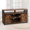 imageVINGLI Farmhouse TV Stand with Sliding Barn Doors for 65 Inch TV Flat Screen Rustic Entertainment Center Media Console Table Cabinet wAdjustable Shelves Rustic Brown