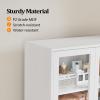 imageVINGLI Lateral File Cabinet with Glass Doors and Locking Drawer for Hanging File Folders Bookshelf with Adjustable Shelves for Home Office White 30W x 16D x 55HWhite