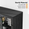 imageVINGLI Lateral File Cabinet with Glass Doors and Locking Drawer for Hanging File Folders Bookshelf with Adjustable Shelves for Home Office White 30W x 16D x 55HBlack