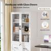 imageVINGLI Lateral File Cabinet with Glass Doors and Locking Drawer for Hanging File Folders Bookshelf with Adjustable Shelves for Home Office White 30W x 16D x 55HWhite