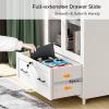 imageVINGLI Lateral File Cabinet with Glass Doors and Locking Drawer for Hanging File Folders Bookshelf with Adjustable Shelves for Home Office White 30W x 16D x 55HWhite