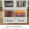 imageVINGLI Lateral File Cabinet with Glass Doors and Locking Drawer for Hanging File Folders Bookshelf with Adjustable Shelves for Home Office White 30W x 16D x 55HWhite