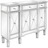 imageVINGLI Mirrored Console Table Modern Buffet CabinetSideboardTV Stand with 3 Drawers and 4 Doors Silver 48quot L x 14quot W x 36quot H