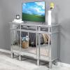 imageVINGLI Mirrored Console Table Modern Buffet CabinetSideboardTV Stand with 3 Drawers and 4 Doors Silver 48quot L x 14quot W x 36quot H