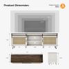 imageVINGLI Rattan TV Stand for TVs up to 75 Inch Farmhouse Boho Entertainment Center with Sliding Barn Door for Living Room White 70W x158D x236H