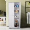 imageVINGLI Tall Pantry Storage Cabinet 72 Kitchen Pantry Cabinet Freestanding Room Storage Cupboard 2 Door Pantry for Laundry Room Kitchen Apartment Solid Wood White