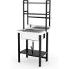 imageVINGLI Upgraded 28quot Free Standing 304 Stainless Steel Utility Sinks for Laundry Room with Backsplash Industrial Garage Sink Commercial Sink for Restaurant Workshop  28quot W x 24quot D x 402quot Hsilver and black 2