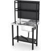 imageVINGLI Upgraded 28quot Free Standing 304 Stainless Steel Utility Sinks for Laundry Room with Backsplash Industrial Garage Sink Commercial Sink for Restaurant Workshop  28quot W x 24quot D x 402quot Hsilver and black 1