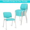 imageVINGLI Waiting Room Chairs 5Pack PU Church Conference Stackable Office Guest Chairs ampamp Reception Stacking Chair for Meeting Room Office Lobby SimpleampampSpaceSavingPublue