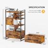 imageVINGLI Wood Lateral File Cabinet with Lock for Hanging Folders Labeled Rustic Brown File Cabinets for Home Office LetterLegal Filing Cabinet with Shelves and Geometric Bookcase 31W x 16D x 57H