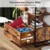 imageVINGLI Wood Lateral File Cabinet with Lock for Hanging Folders Labeled Rustic Brown File Cabinets for Home Office LetterLegal Filing Cabinet with Shelves and Geometric Bookcase 31W x 16D x 57H