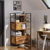 imageVINGLI Wood Lateral File Cabinet with Lock for Hanging Folders Labeled Rustic Brown File Cabinets for Home Office LetterLegal Filing Cabinet with Shelves and Geometric Bookcase 31W x 16D x 57H
