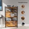 imageVINGLI Wood Lateral File Cabinet with Lock for Hanging Folders Labeled Rustic Brown File Cabinets for Home Office LetterLegal Filing Cabinet with Shelves and Geometric Bookcase 31W x 16D x 57H