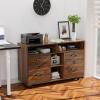 imageVINGLI Wood Mobile File Cabinet with 4 Drawers and Shelves Printer Stand with Open Storage Lockable Lateral Filing Cabinet for Home Office Assembly Required Light Beige Close to WhiteDark Brown