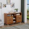 imageVINGLI Wood Mobile File Cabinet with 4 Drawers and Shelves Printer Stand with Open Storage Lockable Lateral Filing Cabinet for Home Office Assembly Required Light Beige Close to WhiteWalnut