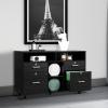 imageVINGLI Wood Mobile File Cabinet with 4 Drawers and Shelves Printer Stand with Open Storage Lockable Lateral Filing Cabinet for Home Office Assembly Required Light Beige Close to WhiteBlack