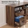 imageVINGLI Wood Mobile File Cabinet with 4 Drawers and Shelves Printer Stand with Open Storage Lockable Lateral Filing Cabinet for Home Office Assembly Required Light Beige Close to WhiteDark Brown
