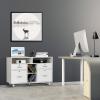 imageVINGLI Wood Mobile File Cabinet with 4 Drawers and Shelves Printer Stand with Open Storage Lockable Lateral Filing Cabinet for Home Office Assembly Required Light Beige Close to WhiteWhite