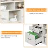 imageVINGLI Wood Mobile File Cabinet with 4 Drawers and Shelves Printer Stand with Open Storage Lockable Lateral Filing Cabinet for Home Office Assembly Required Light Beige Close to WhiteWhite