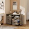 imageVINGLI Wood Mobile File Cabinet with 4 Drawers and Shelves Printer Stand with Open Storage Lockable Lateral Filing Cabinet for Home Office Assembly Required Light Beige Close to WhiteRustic Grey