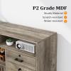 imageVINGLI Wood Mobile File Cabinet with 4 Drawers and Shelves Printer Stand with Open Storage Lockable Lateral Filing Cabinet for Home Office Assembly Required Light Beige Close to WhiteRustic Grey