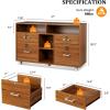 imageVINGLI Wood Mobile File Cabinet with 4 Drawers and Shelves Printer Stand with Open Storage Lockable Lateral Filing Cabinet for Home Office Assembly Required Light Beige Close to WhiteWalnut