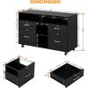 imageVINGLI Wood Mobile File Cabinet with 4 Drawers and Shelves Printer Stand with Open Storage Lockable Lateral Filing Cabinet for Home Office Assembly Required Light Beige Close to WhiteBlack