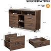 imageVINGLI Wood Mobile File Cabinet with 4 Drawers and Shelves Printer Stand with Open Storage Lockable Lateral Filing Cabinet for Home Office Assembly Required Light Beige Close to WhiteDark Brown