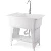 imageVINGLI 20Gallon Utility Sink Laundry Tub for Washing Room Freestanding Utility Sink with Stainless Steel Faucet 224quotD x 323quotW x 496quotHFaucet included WhiteWhite