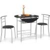 imageVINGLI 315quot Drop Leaf Dining Table 3 Pieces for Small SpaceSmall Kitchen Table Set for 2Round Folding Table with 2 Chairs for HomeKitchenApartmentWhiteampampOakSilverblack