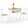 imageVINGLI 315quot Drop Leaf Dining Table 3 Pieces for Small SpaceSmall Kitchen Table Set for 2Round Folding Table with 2 Chairs for HomeKitchenApartmentWhiteampampOakWhiteoak