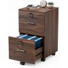 imageVINGLI 3Drawer File Cabinet with Lock Wood Rolling Filing Cabinets for Home Office Mobile Printer Stand Under Desk File Organizer for Letter Sized Files 26quot HCaster Included OakDark Brown