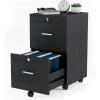 imageVINGLI 3Drawer File Cabinet with Lock Wood Rolling Filing Cabinets for Home Office Mobile Printer Stand Under Desk File Organizer for Letter Sized Files 26quot HCaster Included OakClassic Black