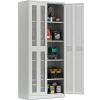 imageVINGLI 72 Tall Garage Storage Cabinet Metal Storage Cabinet with Wheels Locking Doors and Adjustable Shelves Black ampamp Silver 32W x 16D x 72HGrey