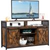 imageVINGLI Farmhouse TV Stand with Sliding Barn Doors for 65 Inch TV Flat Screen Rustic Entertainment Center Media Console Table Cabinet wAdjustable Shelves Rustic Brown