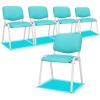 imageVINGLI Waiting Room Chairs 5Pack PU Church Conference Stackable Office Guest Chairs ampamp Reception Stacking Chair for Meeting Room Office Lobby SimpleampampSpaceSavingPublue