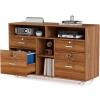 imageVINGLI Wood Mobile File Cabinet with 4 Drawers and Shelves Printer Stand with Open Storage Lockable Lateral Filing Cabinet for Home Office Assembly Required Light Beige Close to WhiteWalnut