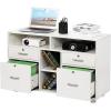 imageVINGLI Wood Mobile File Cabinet with 4 Drawers and Shelves Printer Stand with Open Storage Lockable Lateral Filing Cabinet for Home Office Assembly Required Light Beige Close to WhiteWhite