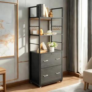 imageVINGLI 657quot H 2 Drawer File Cabinet with Lock FreestandingRolling File Cabinets for Home Office Wood File Cabinet with Shelves Compatible with Both Letter and Legal Size Folders Rustic BrownBlack