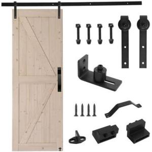imageVINGLI Barn Door 55ft Sliding Barn Door Hardware Kit ampampHandles Include with Solid Wood Double Surfaces Easy DIY Assemble UserFriendly 30in X 84in30  84