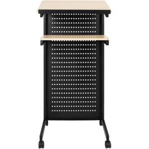 imageVINGLI Mobile Stand Up Lectern Podium with Wheels Portable Speech Teach Platform wPegboard for Classroom Church or Ceremony MultiFunction Reading or Laptop Desk Table