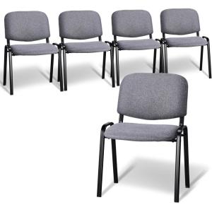 imageVINGLI Waiting Room Chairs 5Pack PU Church Conference Stackable Office Guest Chairs ampamp Reception Stacking Chair for Meeting Room Office Lobby SimpleampampSpaceSavingFabricgrey