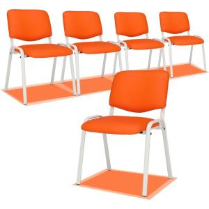 imageVINGLI Waiting Room Chairs 5Pack PU Church Conference Stackable Office Guest Chairs ampamp Reception Stacking Chair for Meeting Room Office Lobby SimpleampampSpaceSavingPuorange