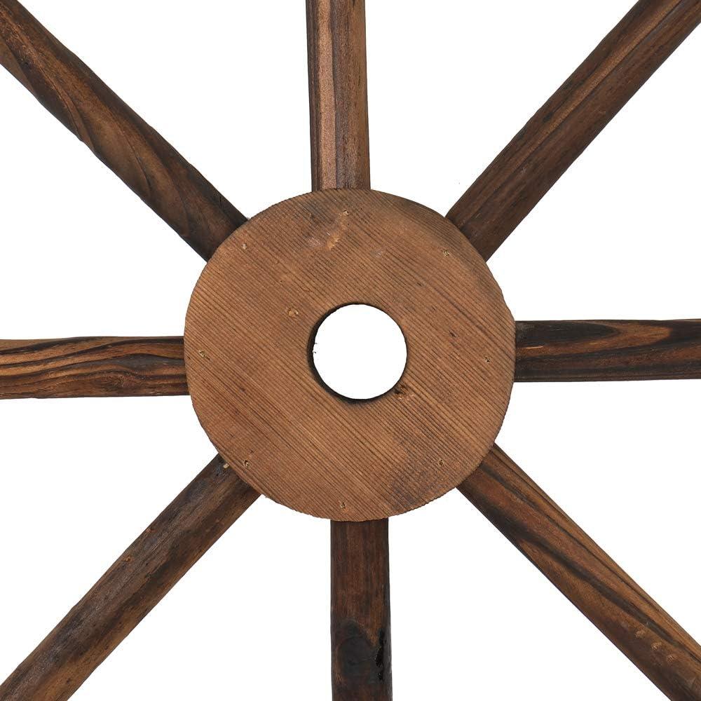 imageVINGLI 24quot Decorative Wooden Wheel Set of 2 Vintage Old Western Style Wall Hanging Wood Wagon Wheel for Bar Garage Patio Carbonized Solid Fir Wood24
