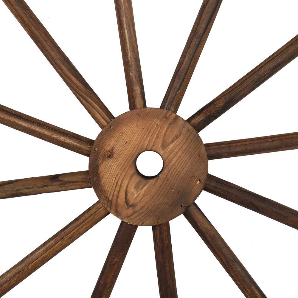imageVINGLI 24quot Decorative Wooden Wheel Set of 2 Vintage Old Western Style Wall Hanging Wood Wagon Wheel for Bar Garage Patio Carbonized Solid Fir Wood30