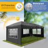 imageVINGLI 10x20 ft Pop Up Canopy Tent with 6 Sidewalls Canopy 10x20 with Carry Bag Outdoor Gazebo Canopy Tent Camping Tent Patio Event Tent Outdoor Canopy Commercial CanopyBlackBlack